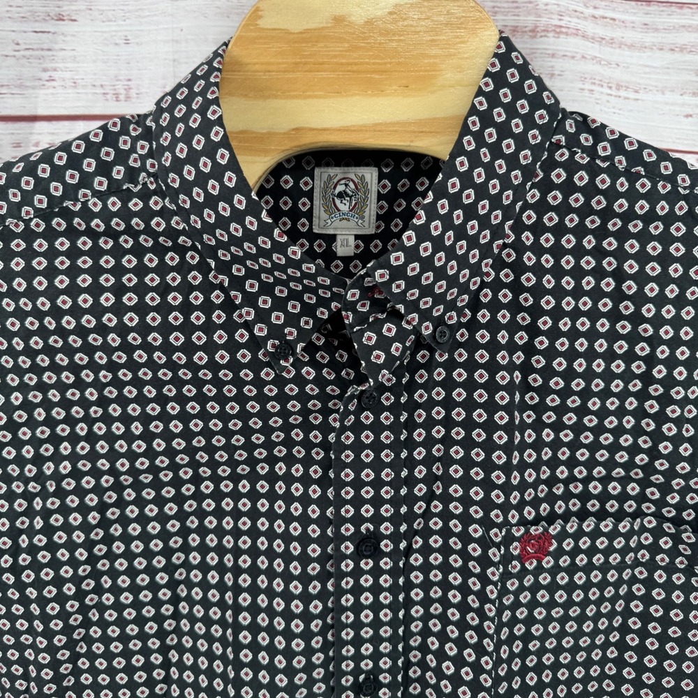 Cinch Shirt Mens XL Long Sleeve Button Down Geometric Diamond Western Cowboy